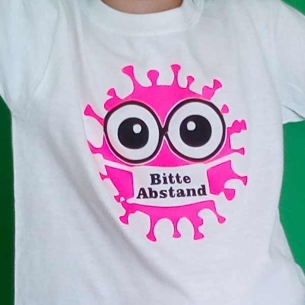 Abstand halten T-Shirt / Corona Shirt / Damen Shirt Virus pink - zum Schließen ins Bild klicken